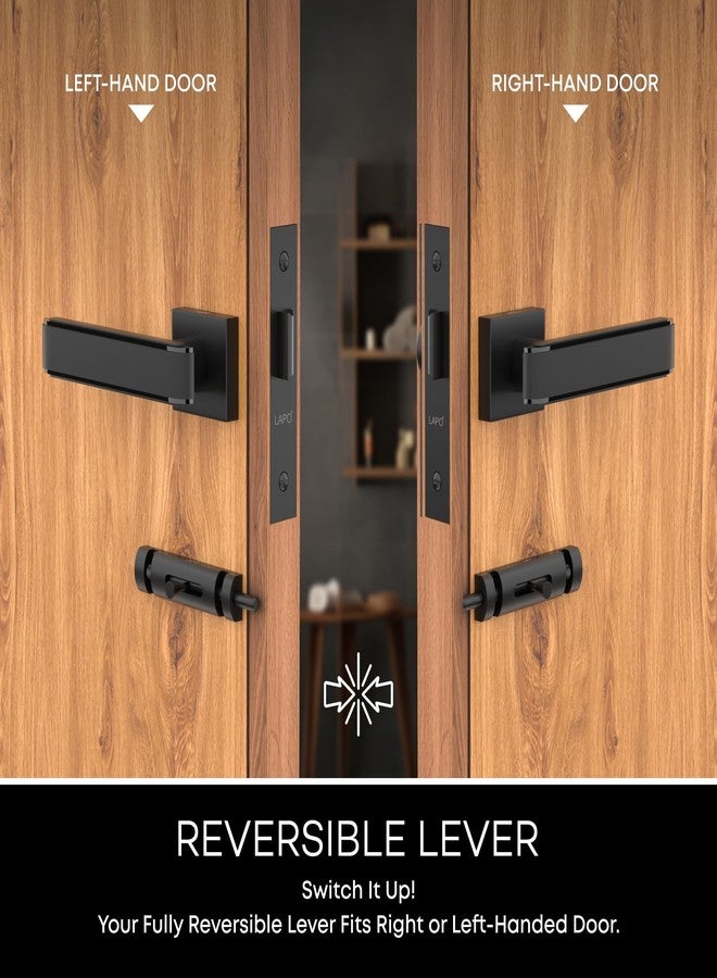 LAPO قفل باب شديد التحمل من لابو للحمام، طقم مقبض قفل نقر بدون مفتاح مع مزلاج وجسم قفل، طقم مقبض قفل باب الشرفة للمخازن والمكاتب والفنادق (لون أسود، ضمان 3 سنوات) Ro-1036 - Image 3